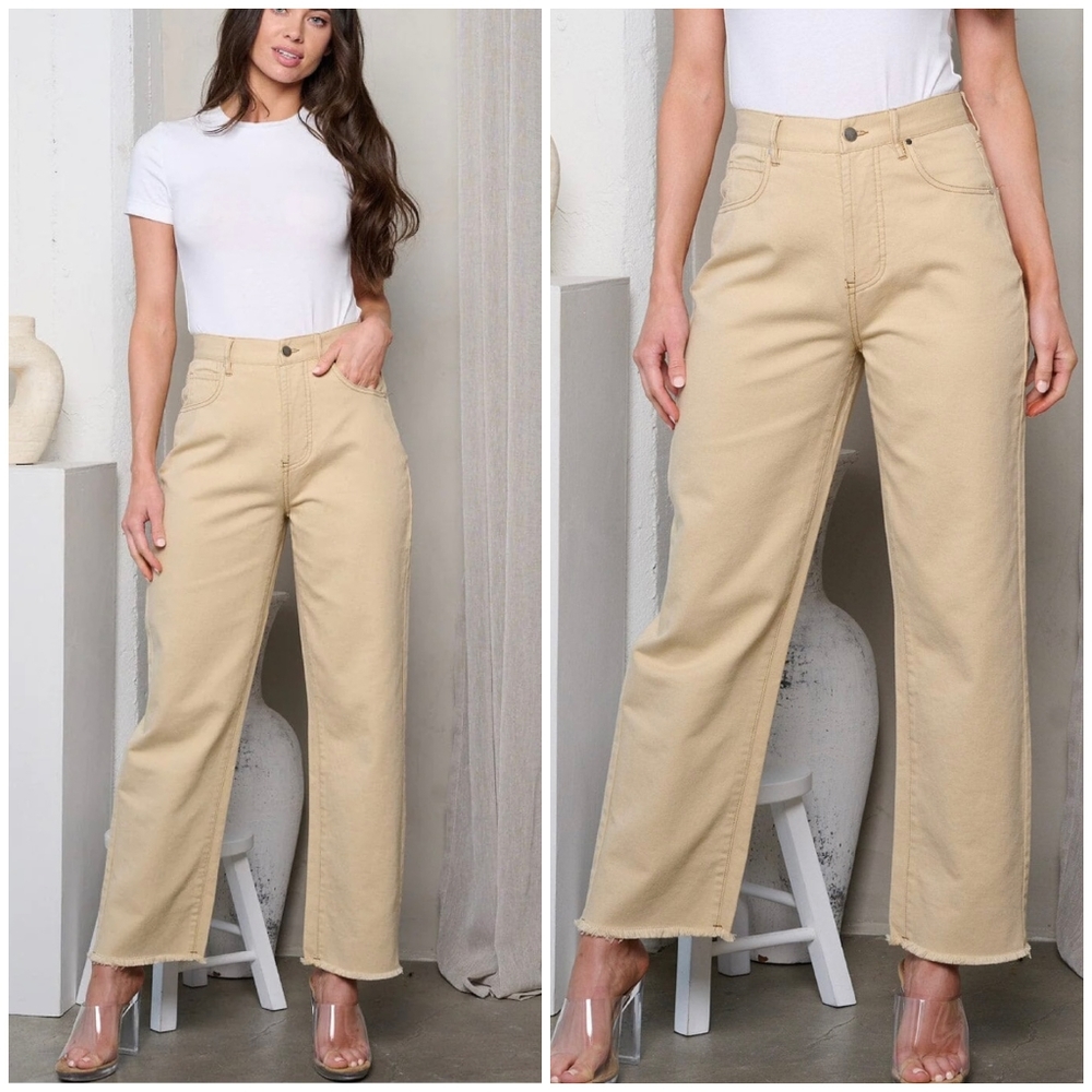 ON YOU Beige Wide Leg Relaxed Fit Jeans Pants